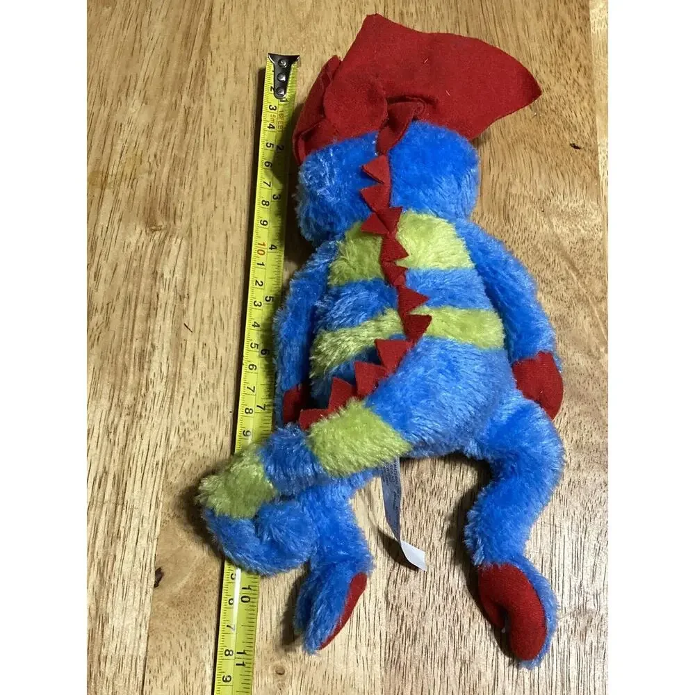 Hallmark Plush Dragon‎ Frog Fluffy Stuffed Animal Blue Yellow Striped HTF Toy